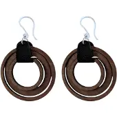 Charme Bijoux Allergievrije oorbellen-Ebony-6,5 cm-bruin-hout-zilverkleurig-