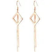 Charme Bijoux Oorbellen-ruit en sliert-rosegold-925 zilver-