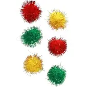 Partyxplosion Pom Pom glitter 4 cm. rood/geel/groen