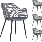Idimex Tuinstoelen LUCIA, set van 4, van kunststof - donkergrijs