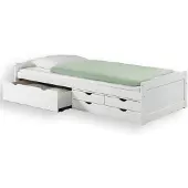 Idimex Bed met opbergruimte ANDREA 90 x 200 cm van massief hout - Wit