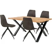Ebuy24 Toulon eethoek 1 eettafel eiken en 4 stoelen grijs.