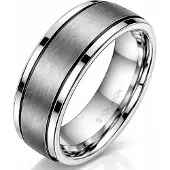TJ Tom Jaxon Tom Jaxon heren ring Wolfraam Zwarte Groef Mat en Glans-20mm