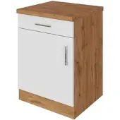 Held Möbel Keukenkast Sorrella 50cm 1 deur & 1 lade - wit/eik