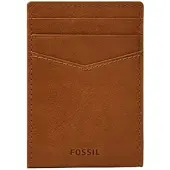 Fossil Leren Kaarthoes Dollarclip Andrew Card Case Saddle Lichtbruin