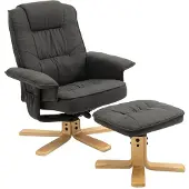 Idimex Relaxstoel CHARLY met voetenbankje en stoffen bekleding – antraciet