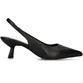 Manfield Zwarte leren slingbacks | Maat 39