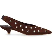 Manfield Bruine suède slingbacks met studs | Maat 36