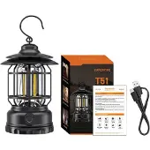 Superfire Camping Lamp Oplaadbaar Usb Met Batterij Draagbare Kampeerlamp, Tentlamp, Vislamp, voor buiten T51, USB-C