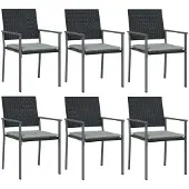 vidaXL Tuinstoelen 6 st met kussens 54x62,5x89 cm poly rattan zwart