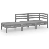 vidaXL - 3-delige - Loungeset - massief - grenenhout - grijs
