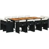 vidaXL 13-delige tuinset met kussens, zwart, van polyrotan