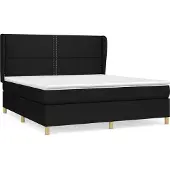 vidaXL Boxspring met matras stof zwart 180x200 cm