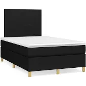 vidaXL Boxspring met matras stof zwart 120x200 cm