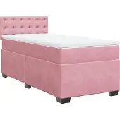 vidaXL Boxspring met matras fluweel roze 90x200 cm