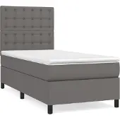 vidaXL Boxspring met matras kunstleer grijs 80x200 cm