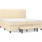vidaXL Boxspring met matras stof crèmekleurig 200x200 cm