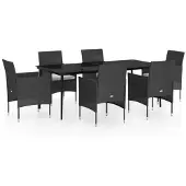 Syfax 7-delige Tuinset met kussens zwart