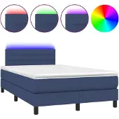vidaXL Boxspring met matras en LED stof blauw 120x190 cm