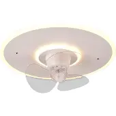 TRIO LED-ventilator Nybro, wit, DC, stil, Ø 50 cm, CCT, afstandsbediening dimbaar, wit / opaal, Woon-/ Eetkamer, metaal, Modern