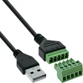 InLine USB-A stekker naar aansluitblok, 5-pins, met kabel