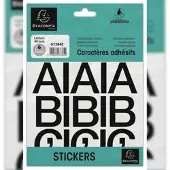 Exacompta 10x Etui met zelfklevende zwarte letters A-Z 40 mm - Zwart - 67384E