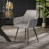 Dimehouse Eetkamerstoel Rivo Rib Rock Zilver Ribstof Zitting - Stof - Scandinavisch & Basic