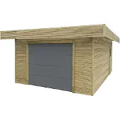 Solid Superia - Carport Garage - Geïmpregneerd Vurenhout - Sectionale Garagedeur - 35,4 M² - 506,4x699,4cm