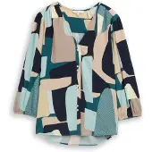 Tom Tailor Blouse beige / lichtblauw / petrol / zwart