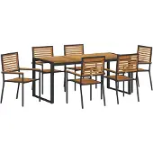 vidaXL Tuin Eettafel Set 7 st Zwart en Bruin poly rattan