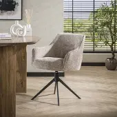 Dimehouse Eetkamerstoel Chia Rich Stof Zand Draaibaar - Chenille - Scandinavisch & Basic