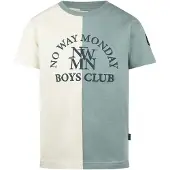 No Way Monday T-shirt grijsblauw Jongens Katoen Ronde hals Meerkleurig - maat 134