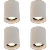 QAZQA Set van 4 rustieke plafondspots beton rond - Deep