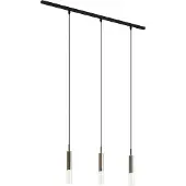 QAZQA Modern railsysteem zwart met 3 hanglampen gunmetal 1-fase - Slimline Loyce