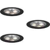 QAZQA Set van 3 moderne grondspots zwart 3-lichts IP65 - Tribus