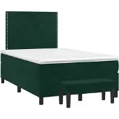 vidaXL Boxspring met matras fluweel donkergroen 120x190 cm