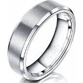 Mendes Wolfraam heren ring Mat Zilver 6mm-17mm