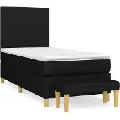 vidaXL Boxspring met matras stof zwart 90x190 cm