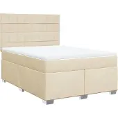 vidaXL Boxspring met matras stof crèmekleurig 140x200 cm