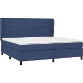 vidaXL Boxspring met matras stof blauw 200x200 cm