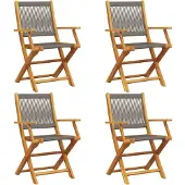 Syfax Opklapbare stoelen, 4 stuks, grijs, massief acaciahout