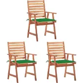 Syfax Tuinstoelen 3 st met kussens massief acaciahout