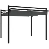Syfax Prieel met uittrekbaar dak 3x3 m aluminium antracietkleurig