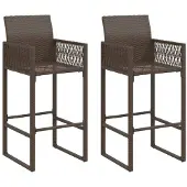 Syfax Tuinbarkrukken 2 st poly rattan bruin