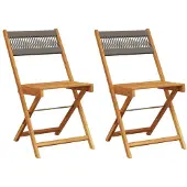 Syfax Opklapbare stoelen, 2 stuks, grijs, massief acaciahout en touw