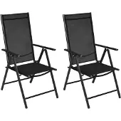 Syfax Opklapbare stoelen, 2 stuks, aluminium en textiel, zwart.