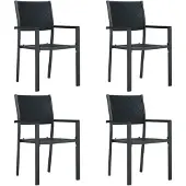 Syfax Tuinstoel 4 st rattan-look kunststof zwart