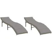 Syfax Ligstoelen 2 st met kussens poly rattan beige