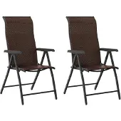 Syfax Opklapbare stoelen, 2 stuks, bruin polyrotan