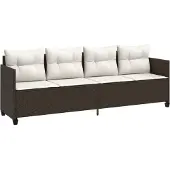 Syfax Ligbed met kussens poly rattan bruin
